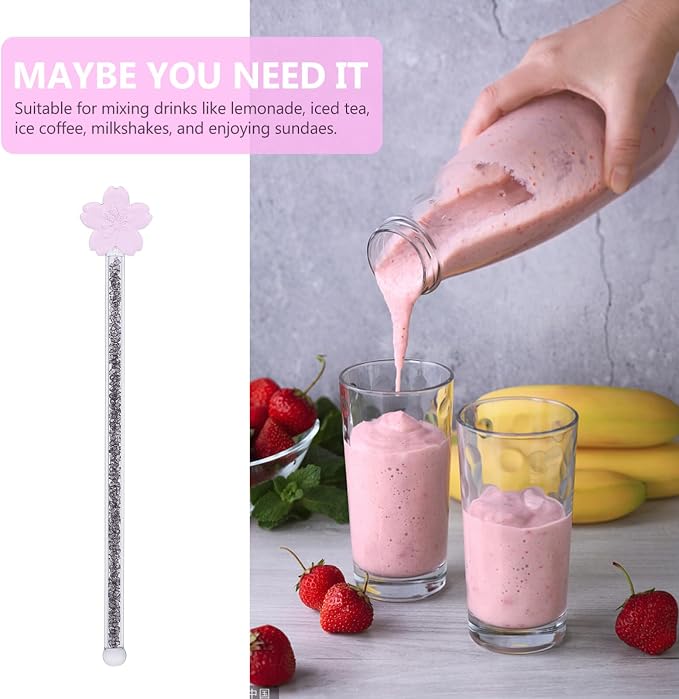 KALLORY 1pc Flower Glass Stirring Rod - Image 2