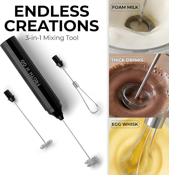 Zulay Froth N Go Milk Frother – 3-in-1 Handheld Frother Wand - Image 7