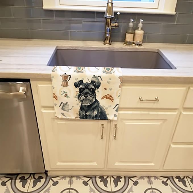 Caroline's Treasures Black Miniature Schnauzer Coffee Bar Kitchen Towel Velour - Image 2