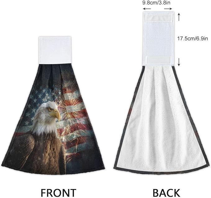 Dussdil Eagle Flag Patriotic Memorial Day Kitchen Hanging Towel USA Fireworks - Image 4