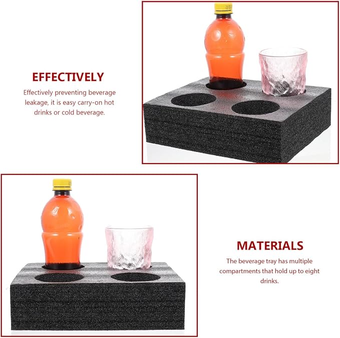 PRETYZOOM 2Pcs Foam Drink Carrier Tray 4-Cup Beverage Fixed Holder - Image 9