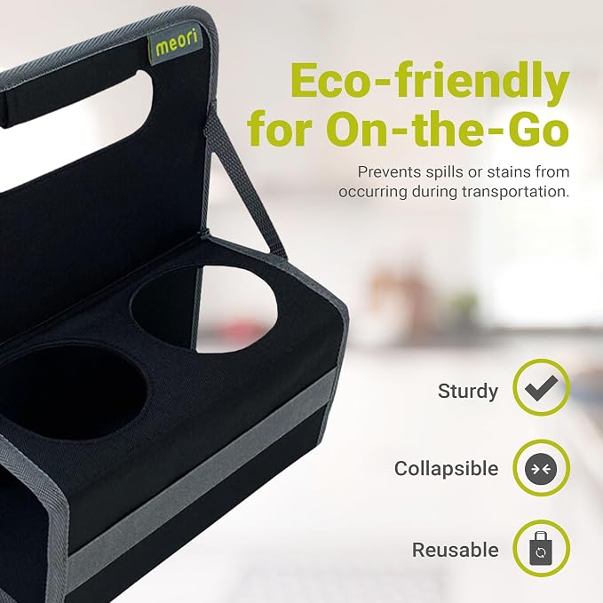 meori Reusable Drink Carrier 4 Cup, Take Out Cup Carrier, Collapsible, Coffee - Image 3