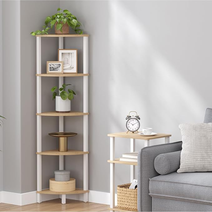 VIMBER Corner Shelf, 5-Tier Corner Bookshelf, Industrial Corner Ladder Shelf - Image 6