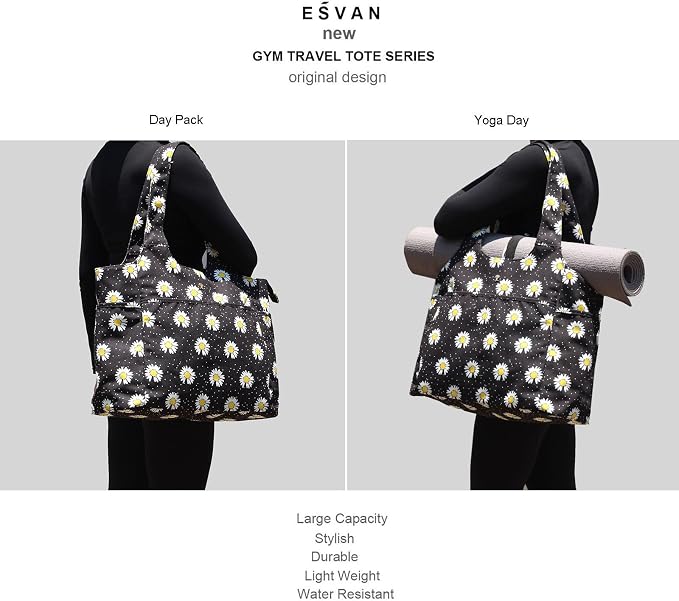 ESVAN Yoga Tote Bag Mat bag Women Shoulder Bags Carryall Tote - Image 5