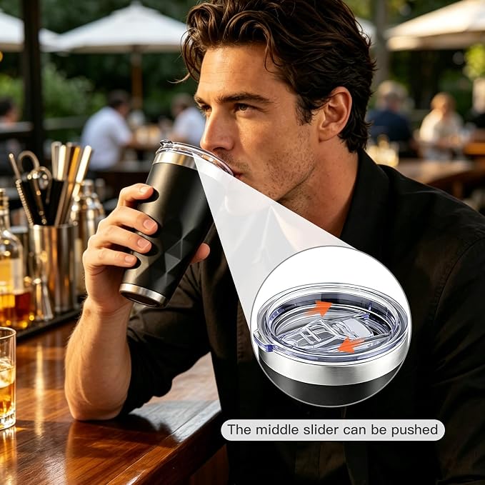 20oz Insulated Cocktail Shaker Black -Double Wall Vacuum, Built-In Strainer & - Image 5