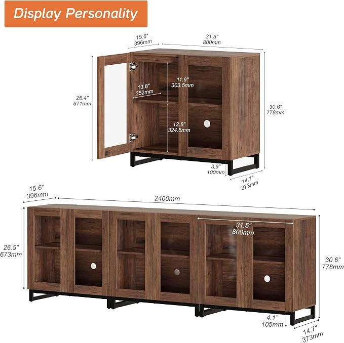 WAMPAT Sideboard Buffet Cabinets, Modern Credenza Sideboard - Image 2