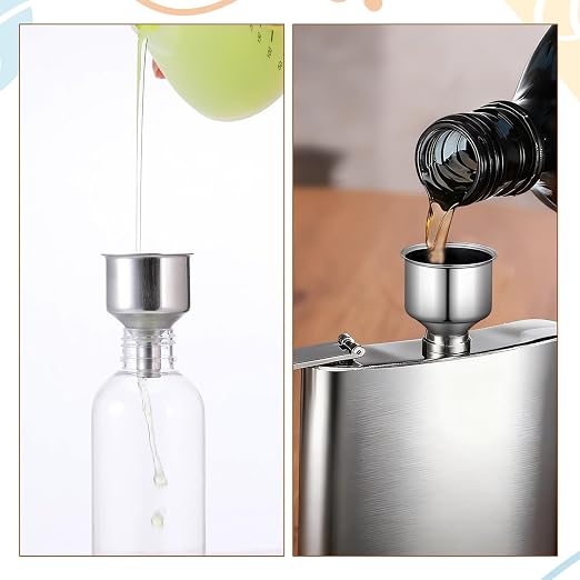 2 Pcs Stainless Steel Flasks Funnels 3/8" Small Kitchen Funnel Set Spout - Image 6