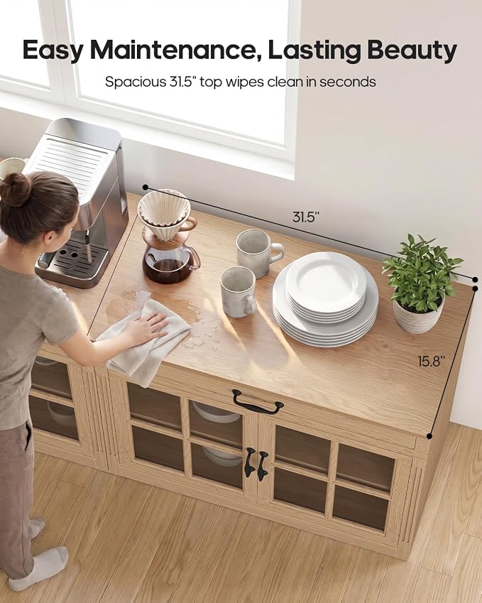 HAUOMS Modern Farmhouse Coffee Bar Cabinet - Image 3