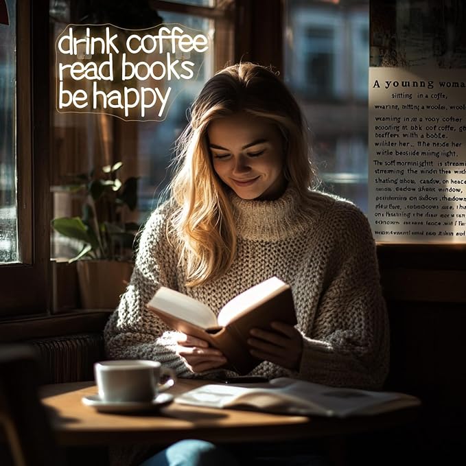 Looklight Drink Coffee Read Books Be Happy Neon Sign Warm White Read Books Led - Image 6