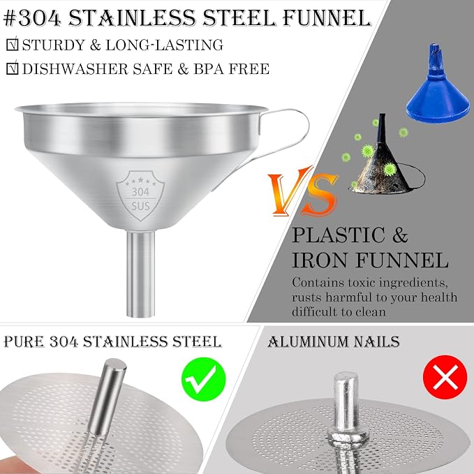 WMKGG 304 Stainless Steel Funnel, 5 Inch Funnels - Image 4