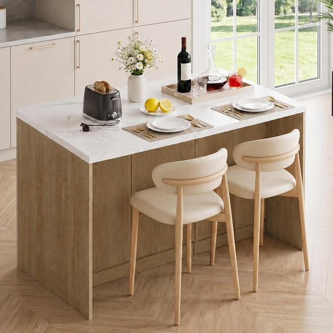 Kitchen Island Cart with Storage, 47.2"x31.5" Kitchen Island Marble Top - Image 6