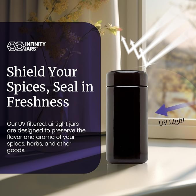 Infinity Jars Tall Screw Top Jar 200 Ml, UV Black Glass Airtight Smell-Proof - Image 5