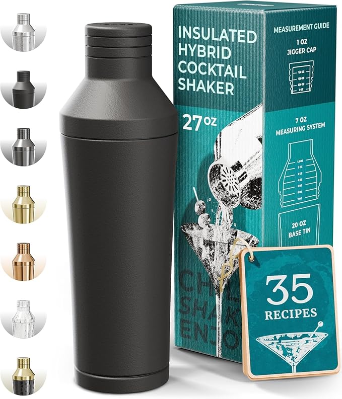 BARE BARREL Insulated Cocktail Shaker Set | Double Wall Stainless Steel | by BareBarrel