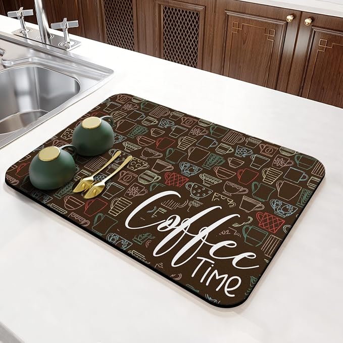 Coffee Mat - Absorbent Coffee Bar Drying Mat - Waterproof Kitchen Counter Decor - Image 3