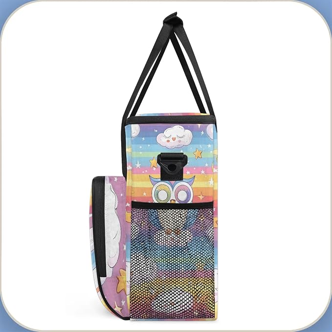 Owl Rainbow Coffee Maker Carring Bag, Large Insulated Storage Organizer Case - Image 4