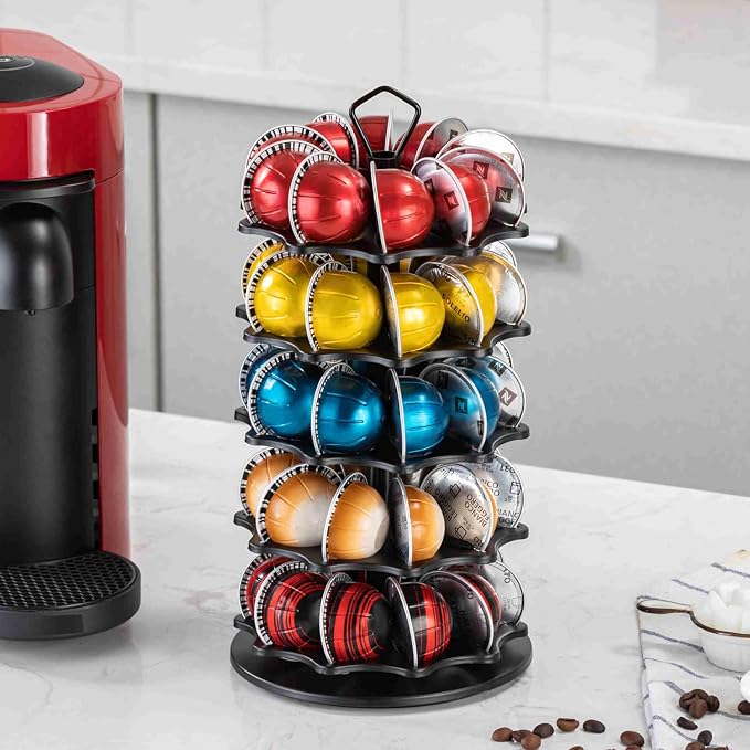 FlagShip 50 Vertuo Pods Carousel Holder Black Coffee Pod Holder 360° Rotating - Image 7