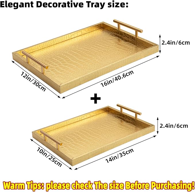 Modern Elegant Large Wood Serving Tray, Home Decorative Rectangle Ottoman Decor - Image 2