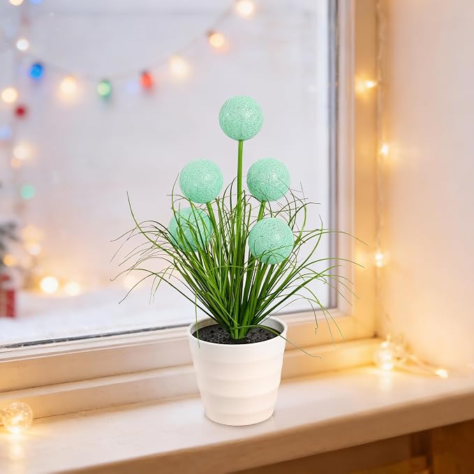 Artificial Green Spherical Grass LED Lamp, Night Light - Image 8