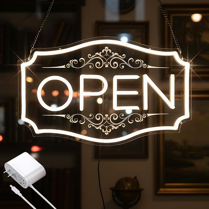 Open Sign for Business, LED Dimmable Neon Open Sign by zontruxe