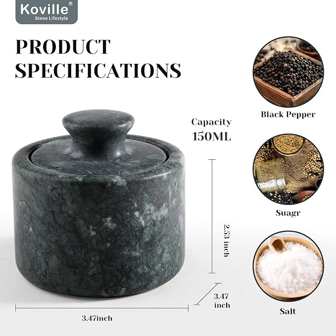 Koville Indian Green Marble Salt Cellar - Image 4