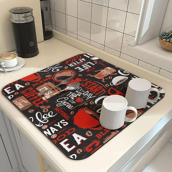 Coffee Bar Mat Rubber Dish Drying Mat - Image 2