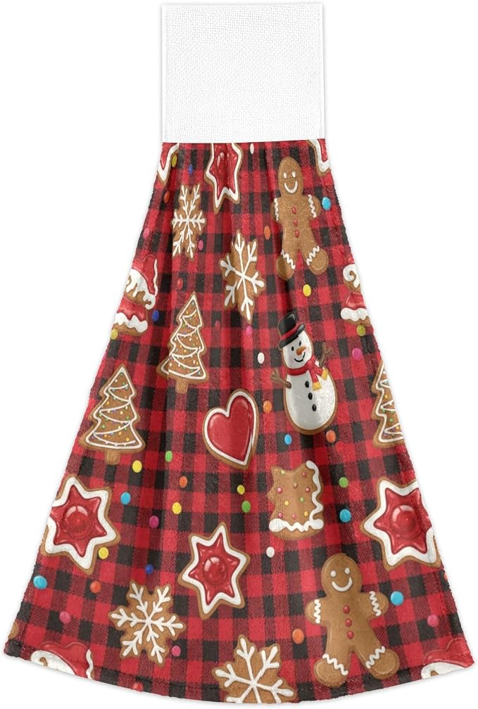 Dussdil Christmas Gingerbread Cookies Kitchen Hanging Towel 12 x 17 Inch Tree - Image 6
