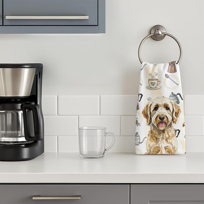 Caroline's Treasures Labradoodle Coffee Bar Kitchen Towel Velour Plush Front - Image 3