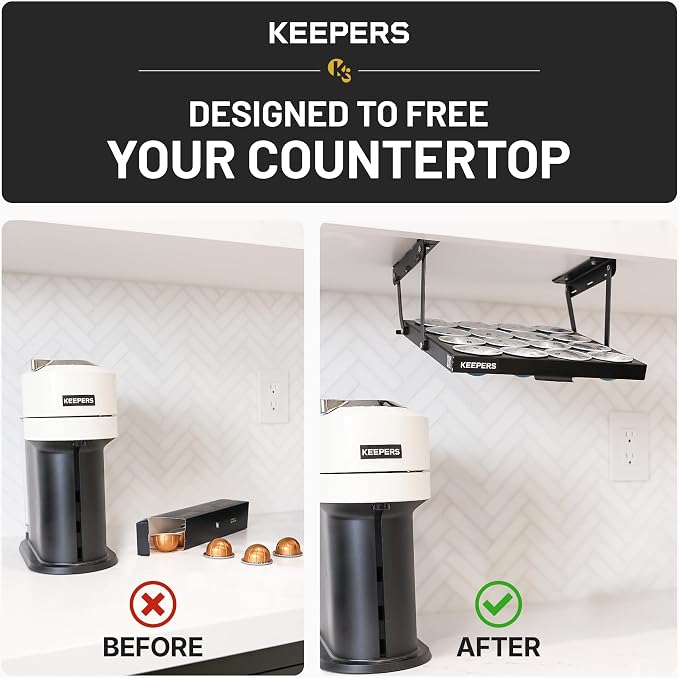 KEEPERS Nespresso® Vertuo® Pod Holder|Under Cabinet Swing Down Coffee Pod - Image 6