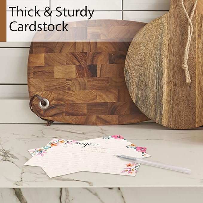 LotFancy Recipe Cards, 4x6 Inch, Double Sided, Blank Recipe Cardstock, Floral - Image 6