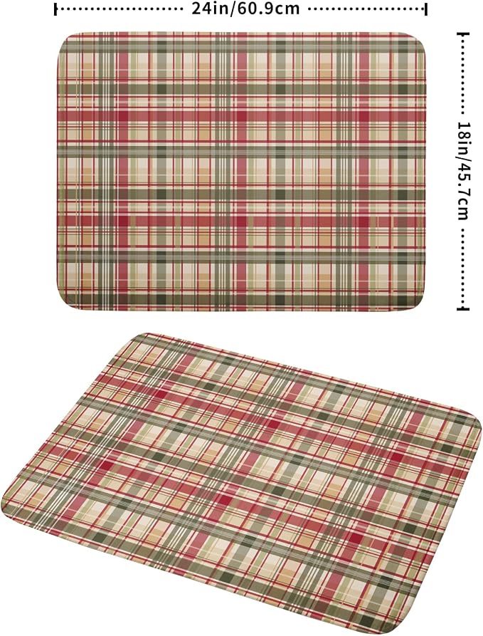 Giwawa Autumn Decorative Dish Drying Mat, Fall Buffalo Plaids Checkered Dish - Image 2