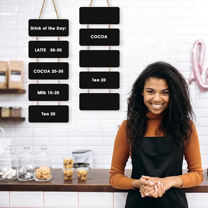 Double Sided Hanging Chalkboard Signs Wooden Erasable Message Board Rustic - Image 7