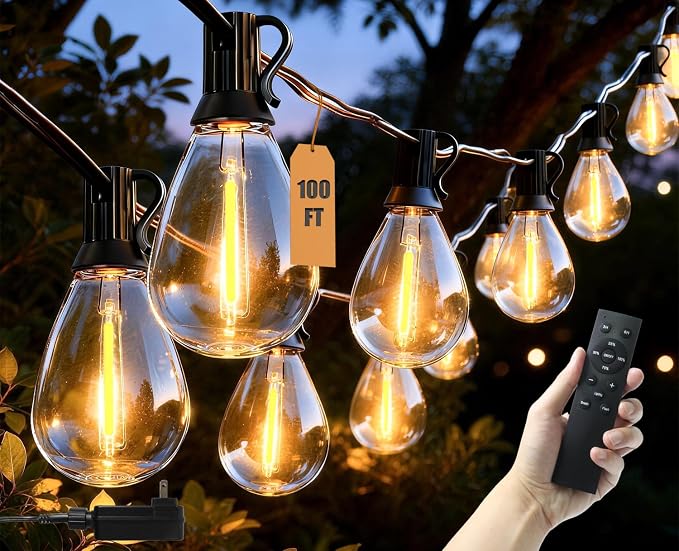 100FT Outdoor String Lights Waterproof, 36+1 Shatterproof S11 LED Bulbs by Unknown