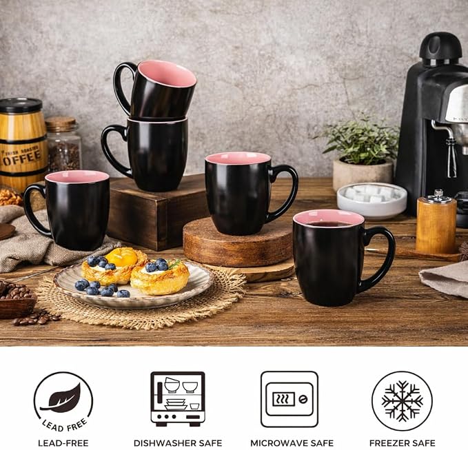 GBhome 16oz Coffee Mugs Set of 6, Large Ceramic Coffee Mugs - Image 5