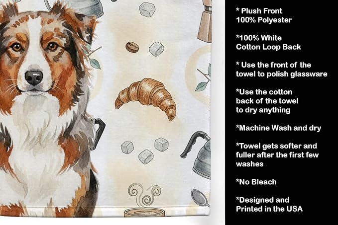Caroline's Treasures Red Merle Australian Shepherd Coffee Bar Kitchen Towel - Image 4