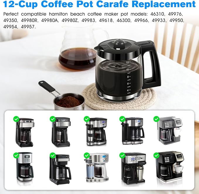 12-Cup Glass Carafe Pot Replacement Hamilton-Beach Coffee Carafe Pot 46310 - Image 4