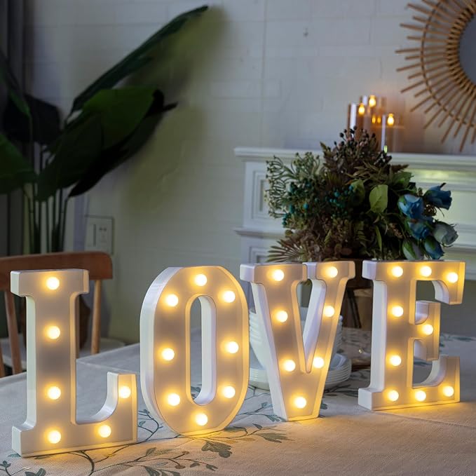 Love LED Marquee Letters, Warm White Light Up Letters, Battery Operated Love - Image 5