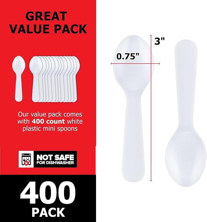 Stock Your Home 400 Count 3-Inch Plastic Mini Taster Spoons - Image 2