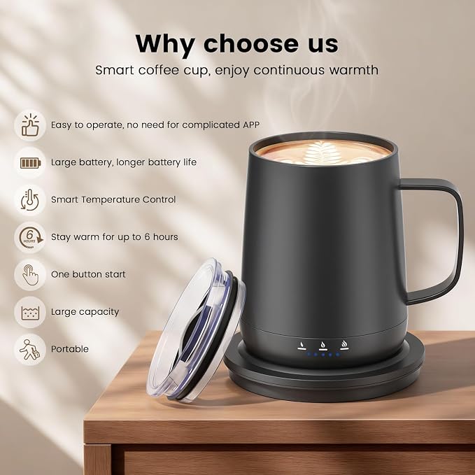 Smart Self Heating Coffee Mug, 14oz Temperature Control Coffee Mug, Hot up to - Image 4