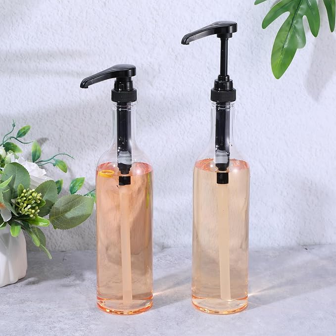 6 Pcs 25 oz Syrup Bottles with Pump Long Neck Bottles Plastic Syrup Pump - Image 6