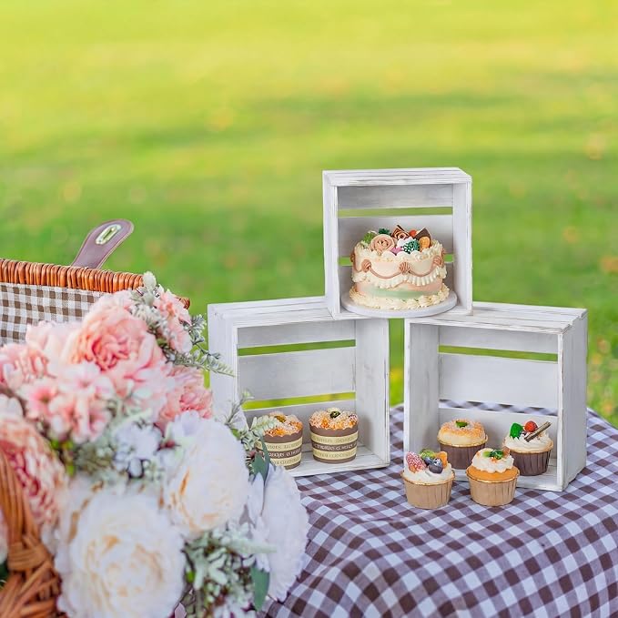 6 Pcs Rustic Wood Crates Cupcake Stand Decorative Wedding Cupcake Display - Image 4