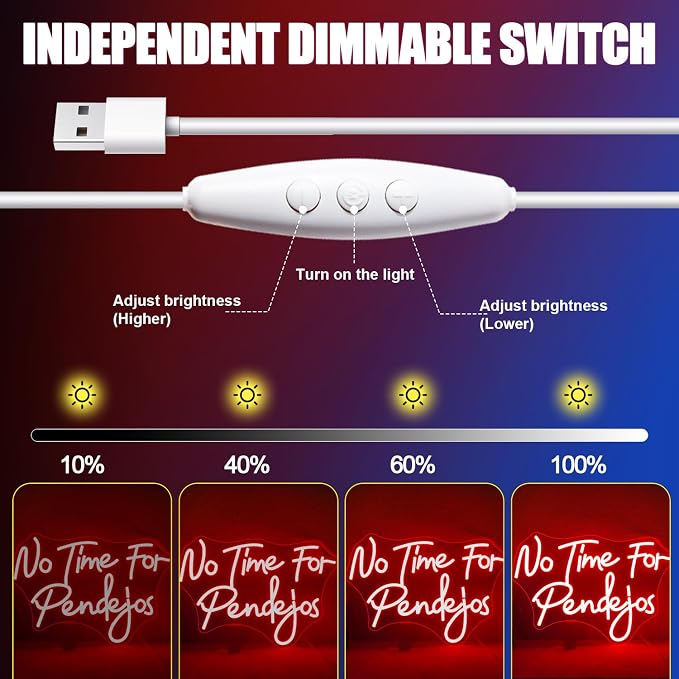 No Time for Pendejos Neon Sign Red Led Neon Light for Wall Decor Dimmable USB - Image 4
