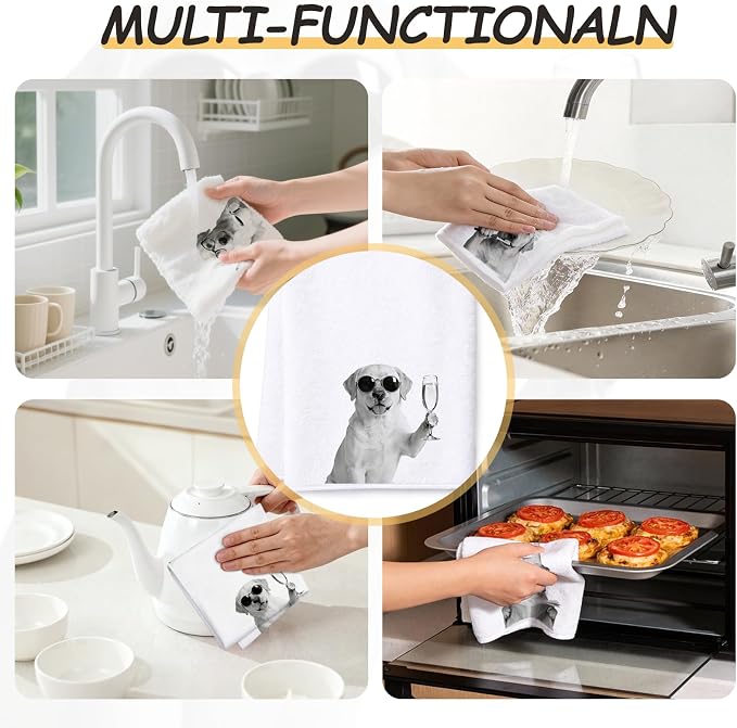 Funny Yellow Labrador Kitchen Towels Set of 4 - Image 4
