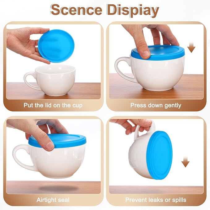 uxcell 2Pcs Silicone Cup Lids, 3.9 Inch Mug Cover Reusable Silicone Cup Covers - Image 4