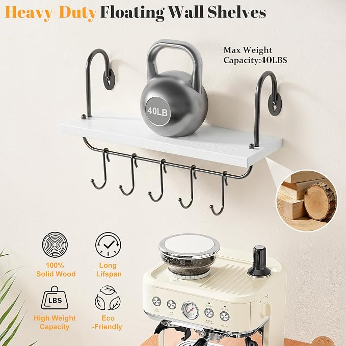Olakee Floating Wall Shelves for Kitchen Bathroom Coffee Nook - Image 4