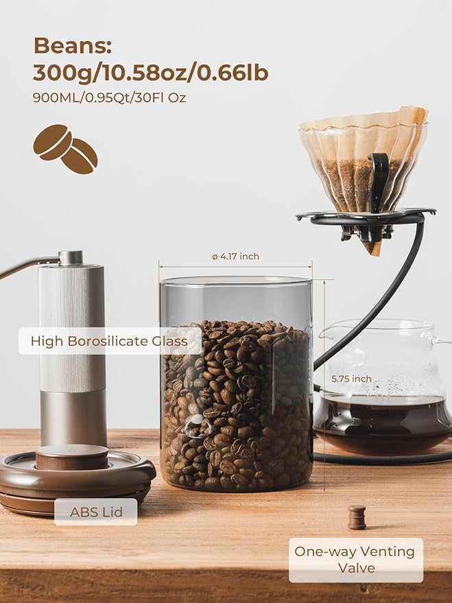 10 oz Coffee Canister, Airtight Glass Coffee Container - Image 5