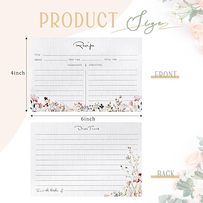 Outus 50 Pieces 4x6 Recipe Cards, Double Sided Blank Cards - Image 3