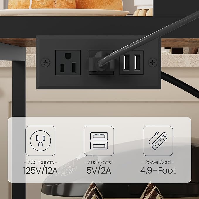 HOOBRO Bakers Rack with Storage Cabinet, 5-Tier Coffee Bar with Power Outlet - Image 6