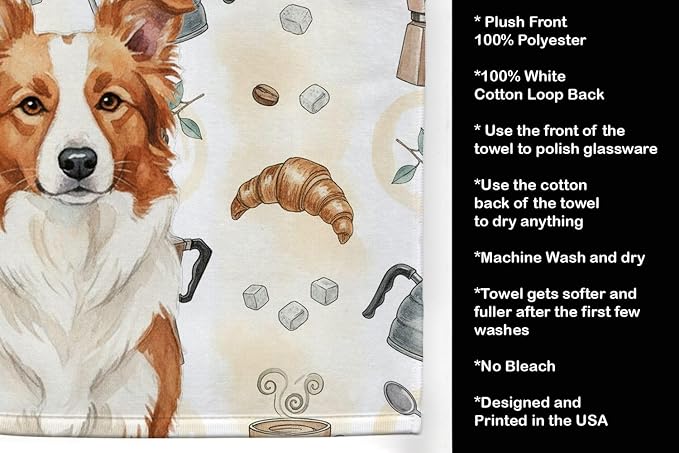 Caroline's Treasures Red and White Border Collie Coffee Bar Kitchen Towel - Image 4