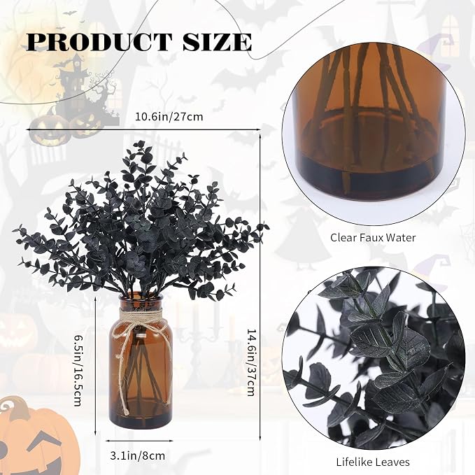 Coferset Black Eucalyptus Stems in Glass Vase - Image 5