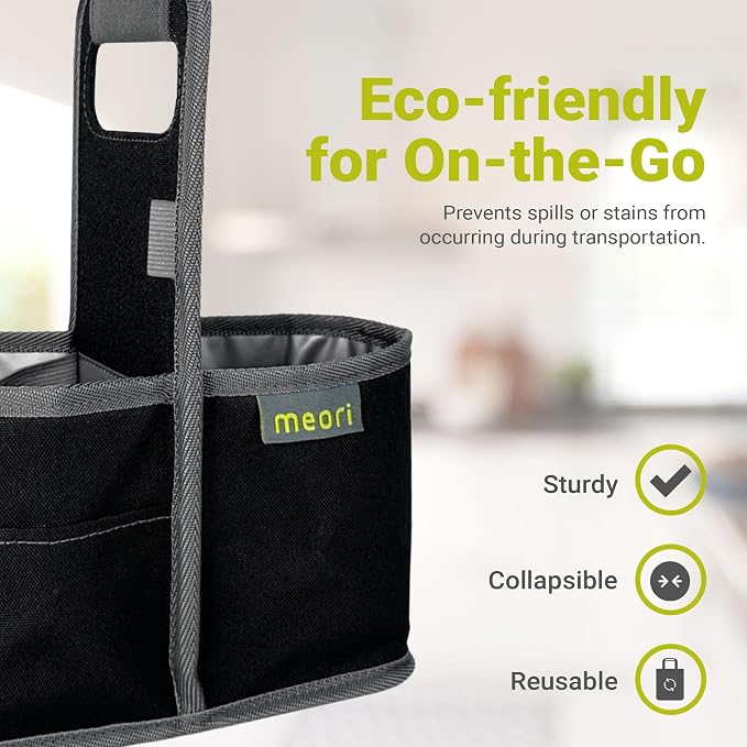 meori Reusable Drink Carrier 2 Cup, Take Out Cup Carrier, Collapsible, Coffee - Image 3